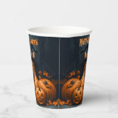 Ginger Cat with Pumpkins Halloween Pappbecher (Rechts)