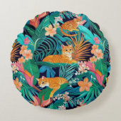 Ginger Cats in the Jungle Rundes Kissen (Vorderseite)