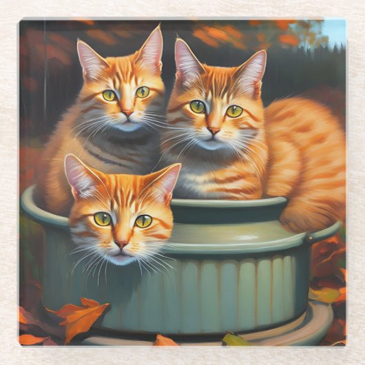Ginger Cats Pot Pflanze, Glass Untersetzer (Vorderseite)