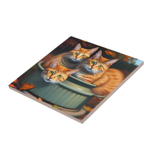 Ginger Cats Pot Pflanze, Keramik Tile Fliese (Seite)