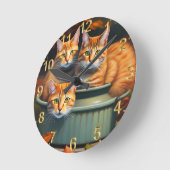 Ginger Cats Pot Pflanze, Wall Clock Runde Wanduhr (Winkel)
