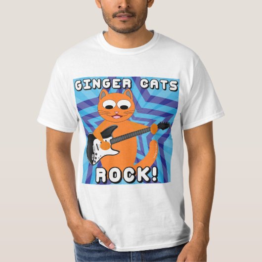 Ginger Cats Rock! Gitarre Cat T Shirt (Vorderseite)
