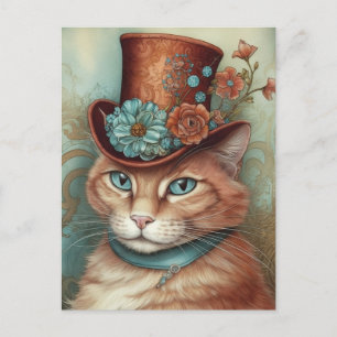 Ginger Chat in einem Tophat Postkarte