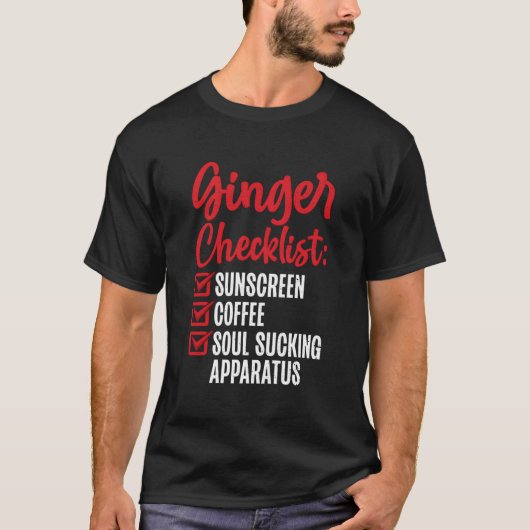 Ginger Checklist Funny Redhead T-Shirt (Vorderseite)