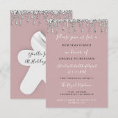 Ginger Christmas Dinner Holidays Rose Silver Drips Einladung (Vorne/Hinten)