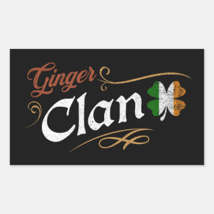 Ginger Clan Irisches Erbe Shamrock Vintage Rechteckiger Aufkleber