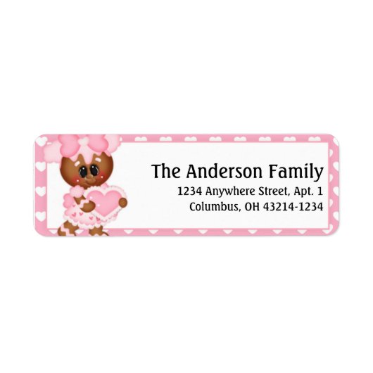Ginger Cookie Valentine's Day Address Labels d4 (Vorne)