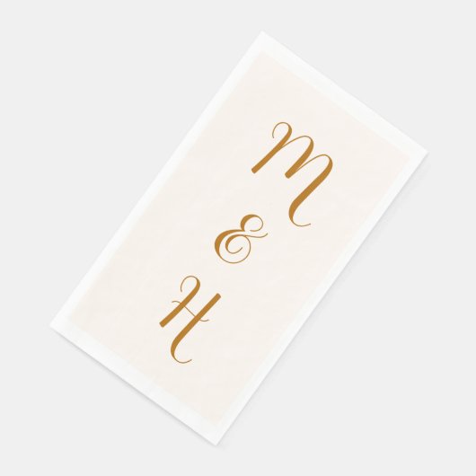 Ginger Elegant Wedding Initials | Elfenbein Serviette (Ecke)