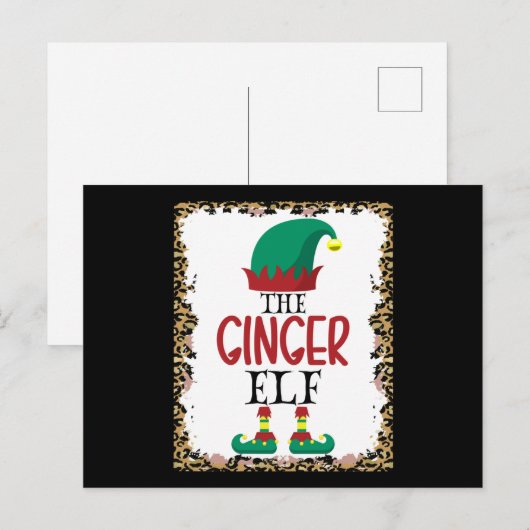 Ginger Elf Leopard Elf Weihnachtsgeschenk Postkarte (Vorne/Hinten)