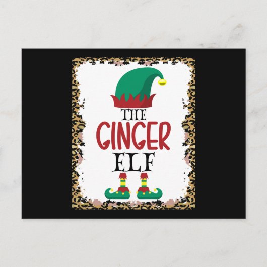 Ginger Elf Leopard Elf Weihnachtsgeschenk Postkarte (Vorderseite)