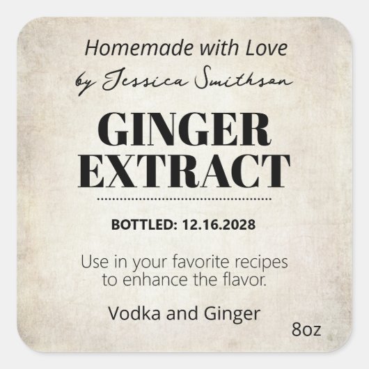 Ginger Extract Modern Label Sticker ZEX_001h (Vorderseite)