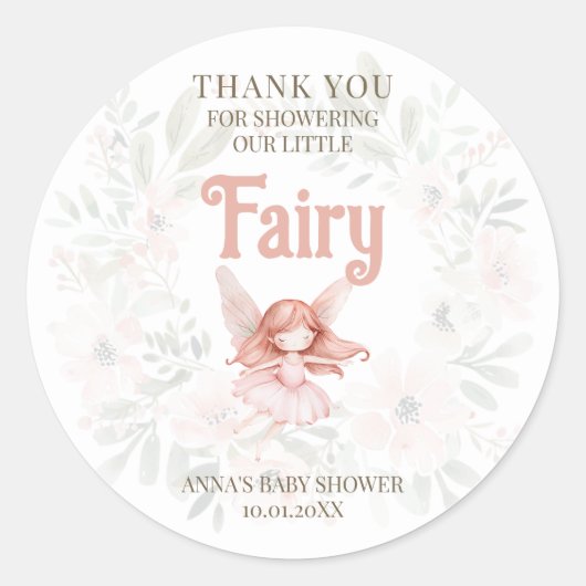 Ginger Fairy Baby Shower Vielen Dank Runder Aufkleber (Vorderseite)