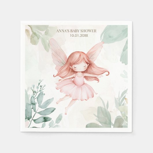 Ginger Fairy Girl Baby Shower Serviette (Vorderseite)