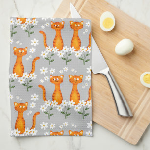 Ginger Floral Orange Cat Energy Geschirrtuch