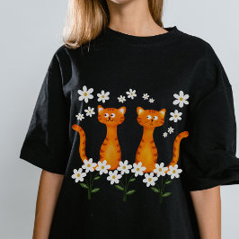 Ginger Floral Orange Cat Energy T-Shirt