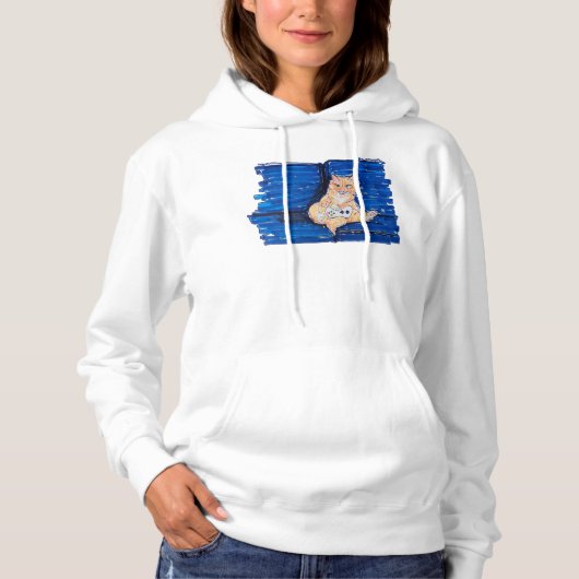 Ginger Gamer Cat Hoodie (Vorderseite)