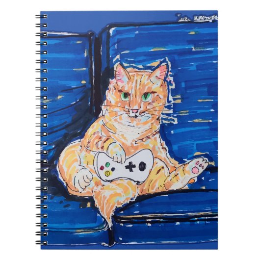 Ginger Gamer Cat Notizblock (Vorderseite)