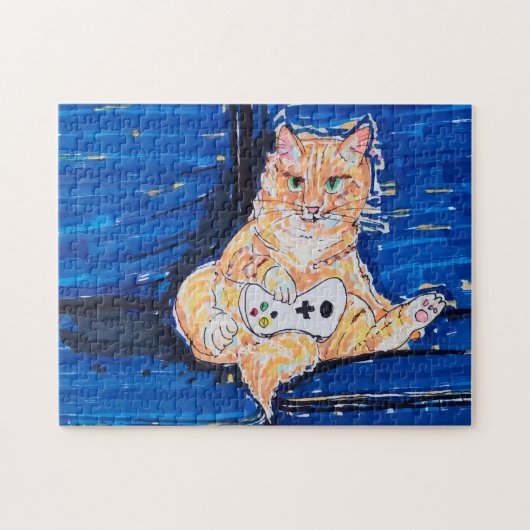 Ginger Gamer Cat Puzzle (Horizontal)