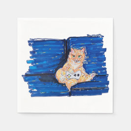 Ginger Gamer Cat Serviette