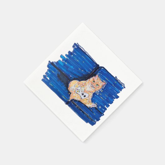 Ginger Gamer Cat Serviette (Ecke)