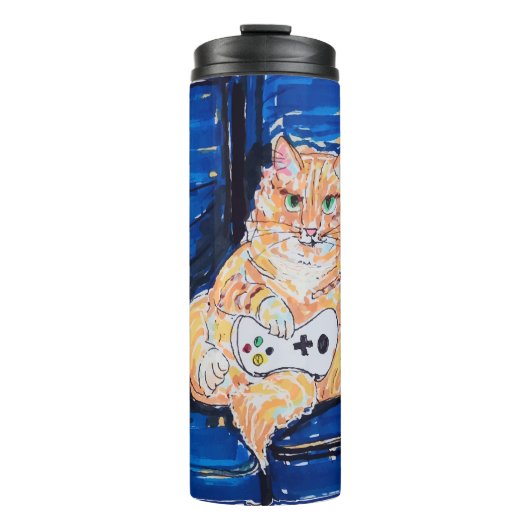 Ginger Gamer Cat Thermosbecher (Vorderseite)