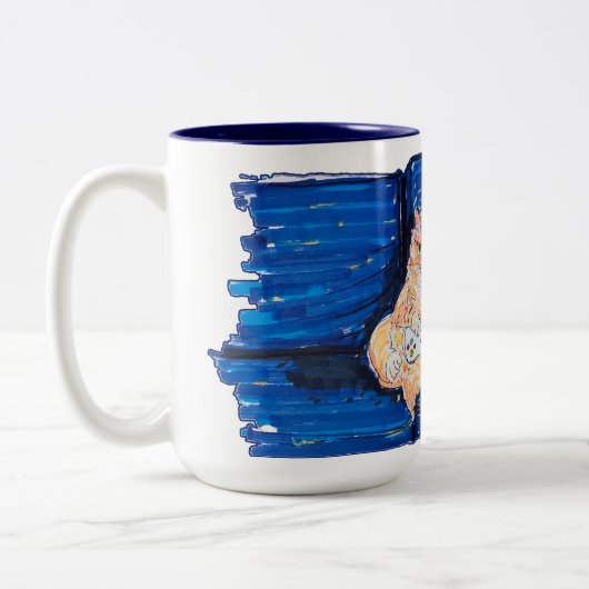 Ginger Gamer Cat Zweifarbige Tasse (Links)