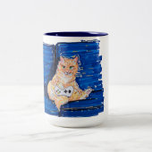 Ginger Gamer Cat Zweifarbige Tasse (Mittel)