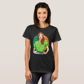 Ginger Girl Leprechaun St Patricks Day T-Shirt (Vorne ganz)