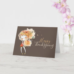 Ginger Girl mit Pumpkin-Erntedank Karte