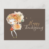 Ginger Girl mit Pumpkin Erntedank Postcard Postkarte (Vorderseite)