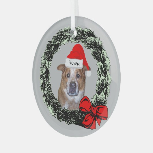 Ginger Hund in der Weihnachtsmannmütze im Weihnach Ornament Aus Glas (Vorderseite links)