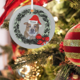 Ginger Hund in der Weihnachtsmannmütze im Weihnach Ornament Aus Glas