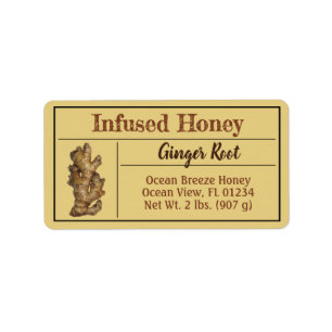 Ginger infred Honey Light Amber Jar Adressaufkleber