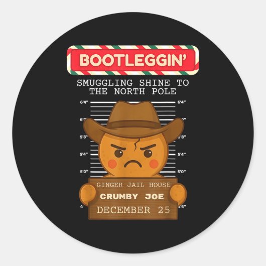 Ginger Jailhouse Christmas Humor Gingerbread Coupl Runder Aufkleber (Vorderseite)