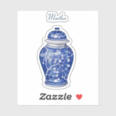 Ginger Jar Blue mit Name Vinyl Sticker (Blatt)