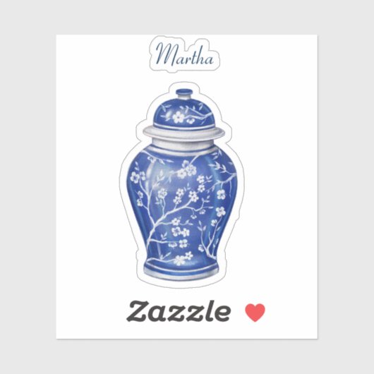 Ginger Jar Blue mit Name Vinyl Sticker (Blatt)