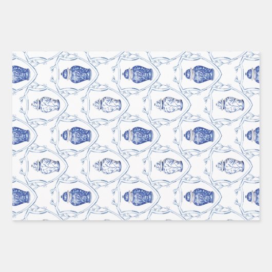 Ginger Jar Blue und White Chinoiserie Geschenkpapier Set (Vorderseite 2)