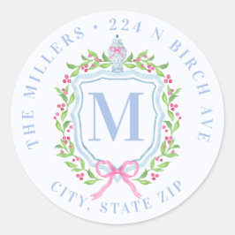 Ginger Jar & Christmas Berries Monogram-Adresse Runder Aufkleber