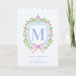 Ginger Jar & Christmas Berries Monogram Foto Karte