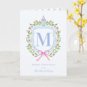 Ginger Jar & Christmas Berries Monogram Foto Karte (Gelbe Blume)