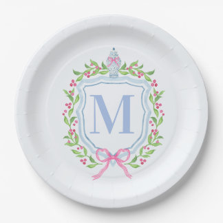 Ginger Jar & Christmas Berries Monogram Pappteller