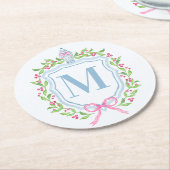 Ginger Jar & Christmas Berries Monogram Runder Pappuntersetzer (Angewinkelt)