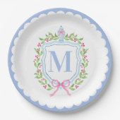 Ginger Jar & Christmas Berries Monogram Scalloped Pappteller (Vorderseite)