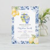 Ginger Jar lemon Chinoiserie Brautparty Einladung (Stehend Vorderseite)