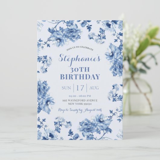 Ginger Jar lemon Chinoiserie jedes Alter Geburtsta Einladung (Stehend Vorderseite)