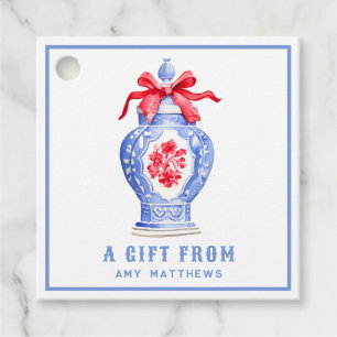 Ginger Jar mit Red Bow Personalisiert Geschenkanhänger