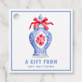 Ginger Jar mit Red Bow Personalisiert Geschenkanhänger (Vorderseite)