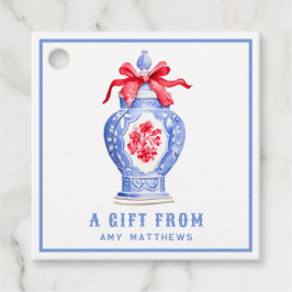 Ginger Jar mit Red Bow Personalisiert Geschenkanhänger