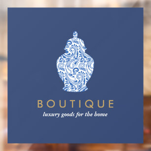 Ginger Jar Pottery Logo Blue Boutique Designer Fensteraufkleber