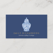 Ginger Jar Pottery Logo Designer Blau/Weiß Visitenkarte (Vorderseite)